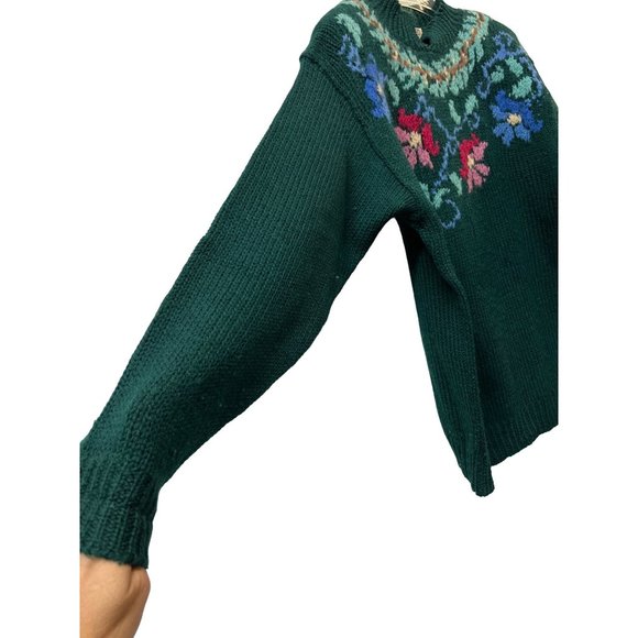 Skyr Sportwear 100% Wool Sweater Vintage Floral Knit - Picture 4 of 8